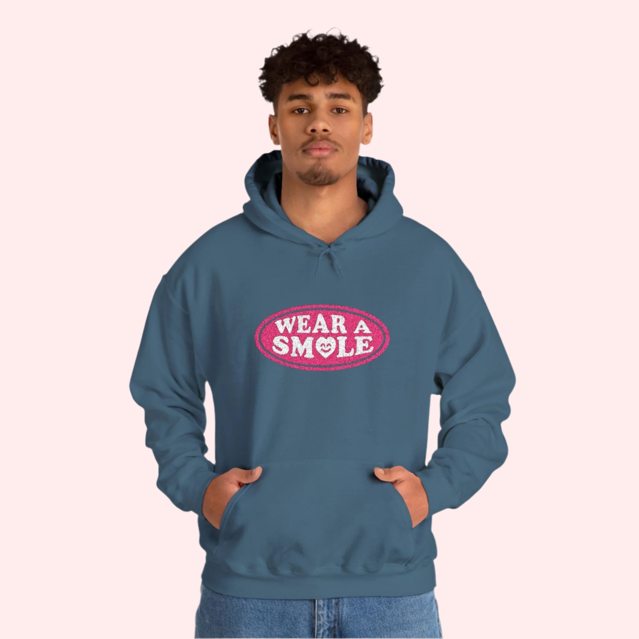 Wear a Smile Indigo Embroidered Hoodie
