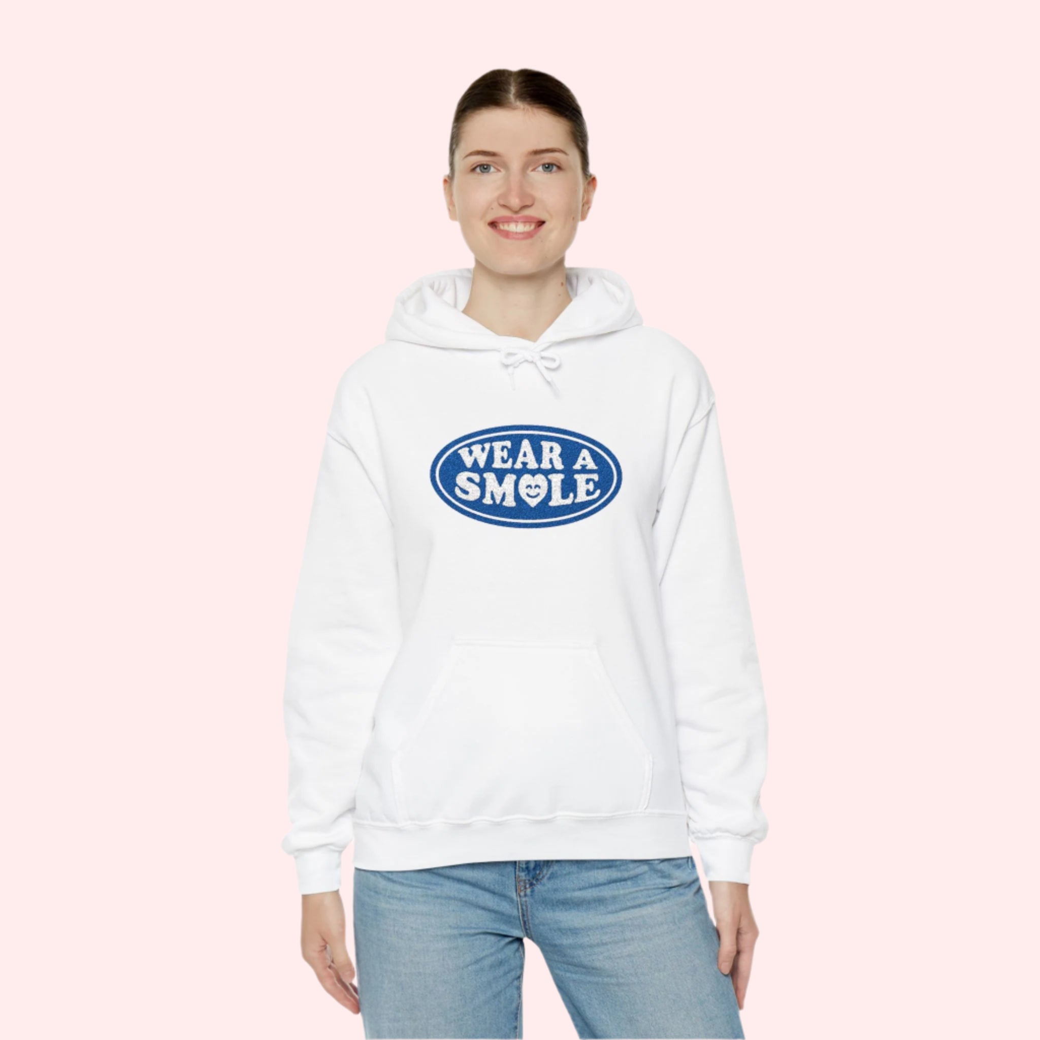 Wear a Smile White Embroidered Hoodie