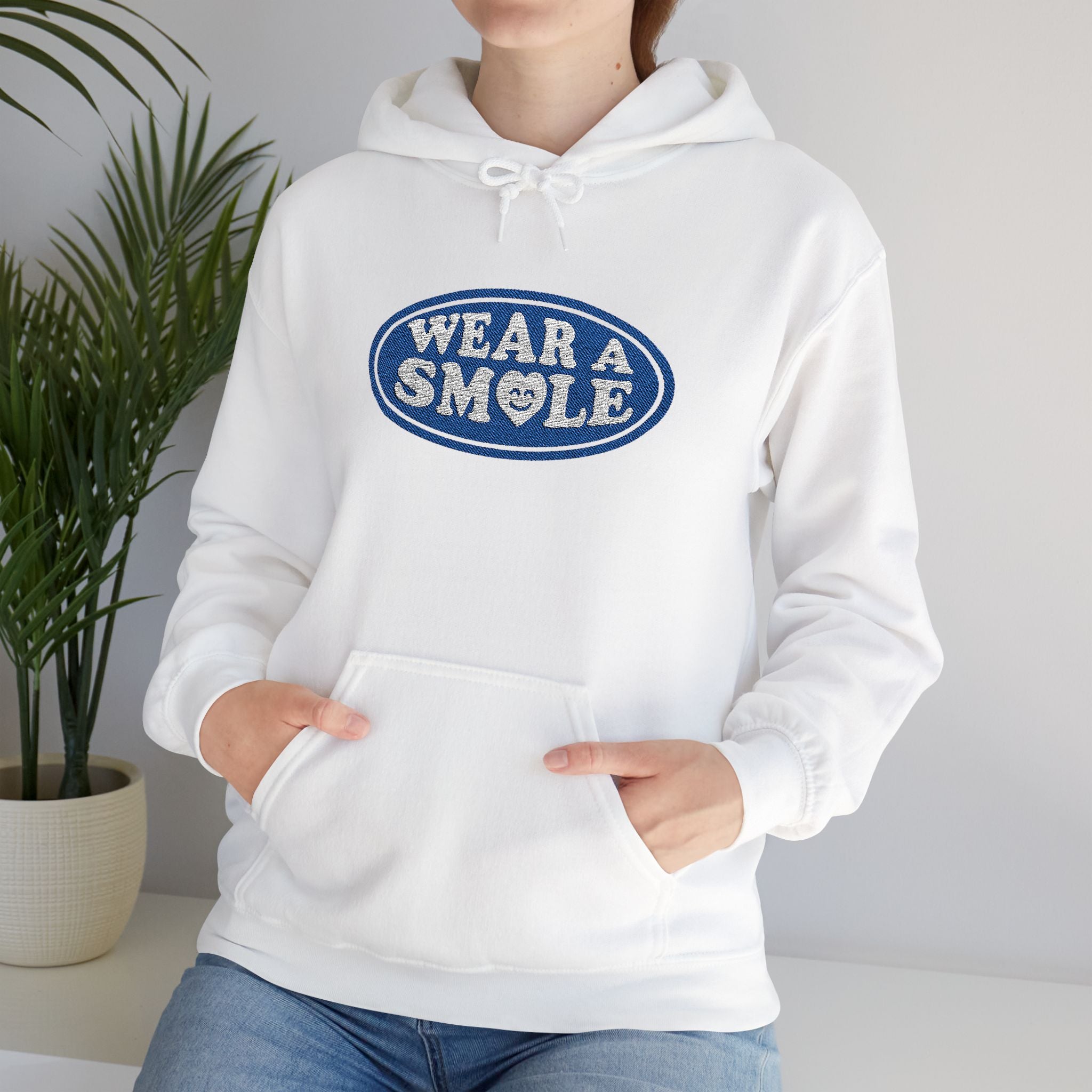 Wear a Smile White Embroidered Hoodie