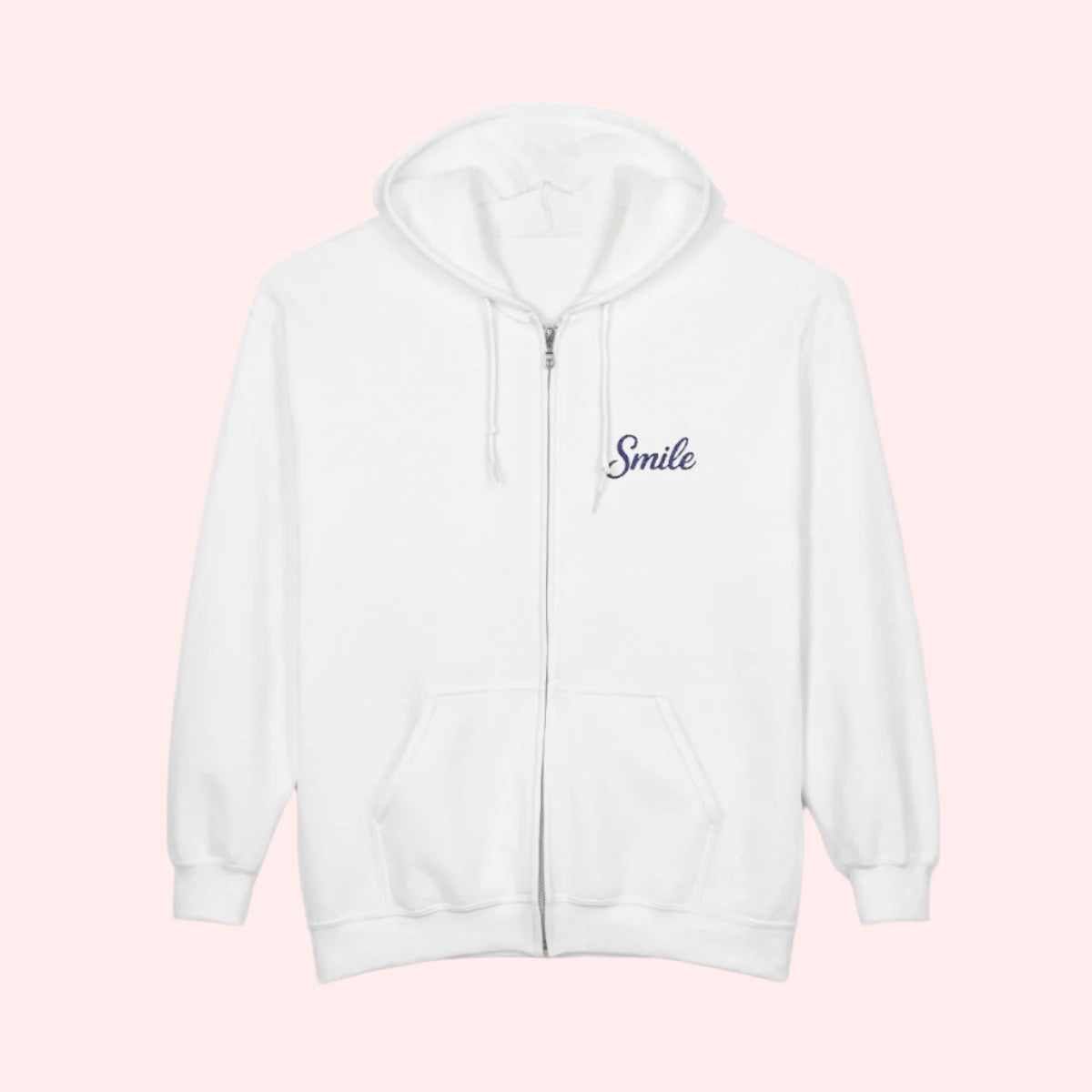 Smile Signature Full Zip White Hoodie - Smile Clothing