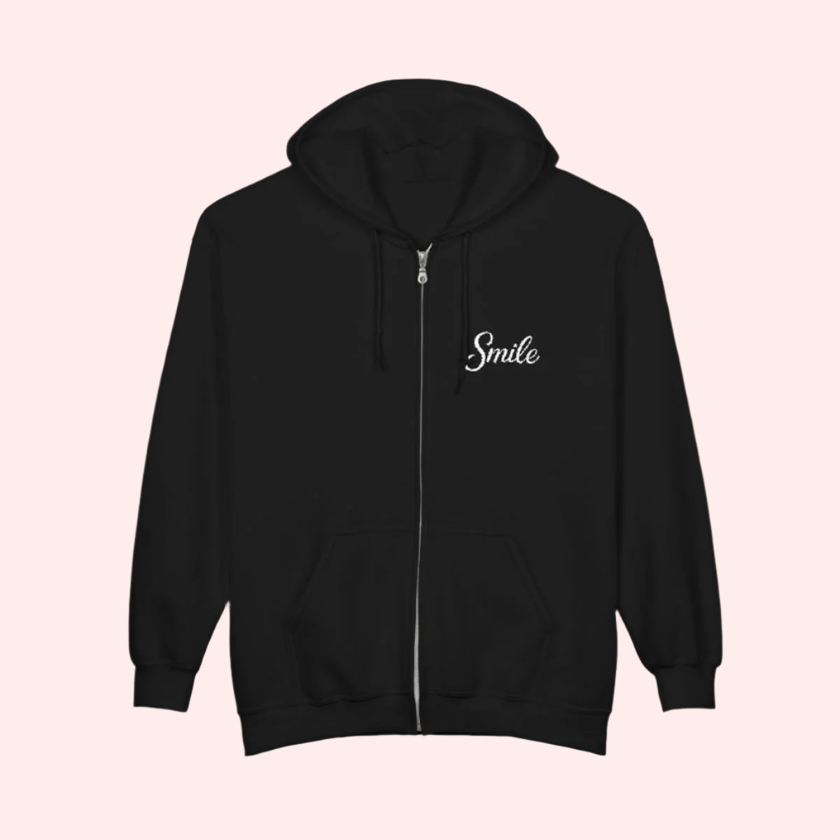 Smile Signature Full Zip Black Hoodie - Smile Clothing