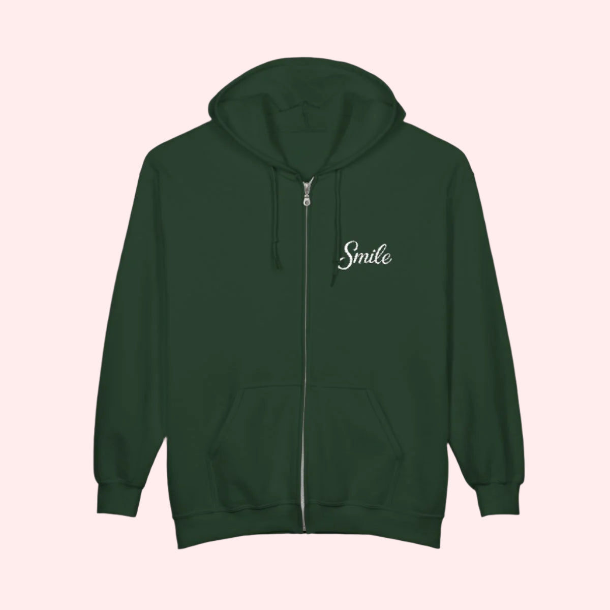 Smile Signature Full Zip Forest Green Hoodie - Smile Clothing