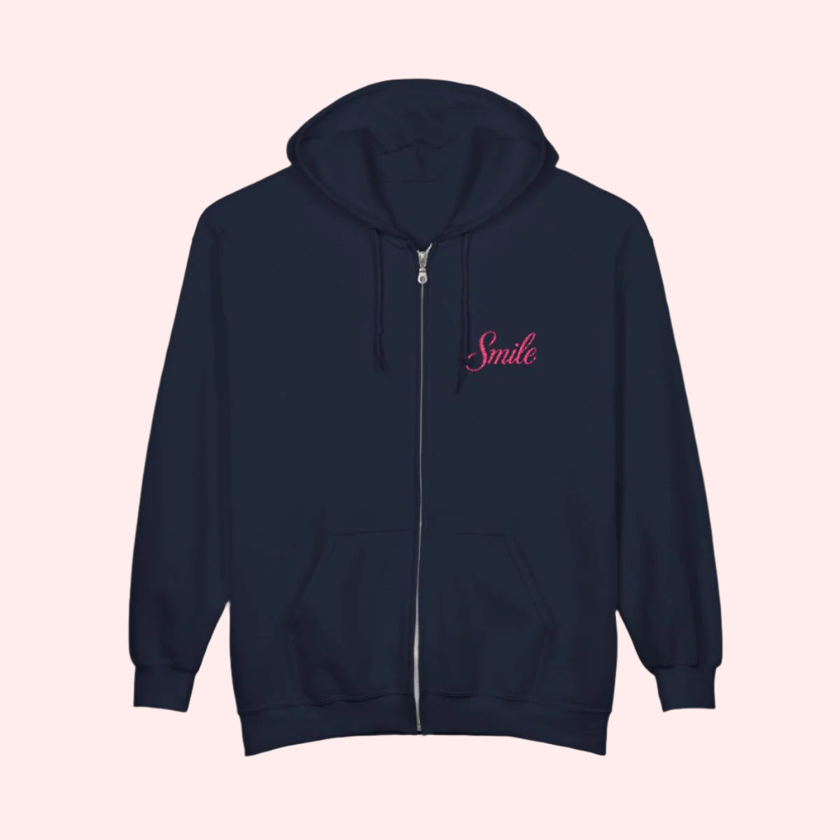 Signature Full Zip Navy Hoodie - Smile Clothing
