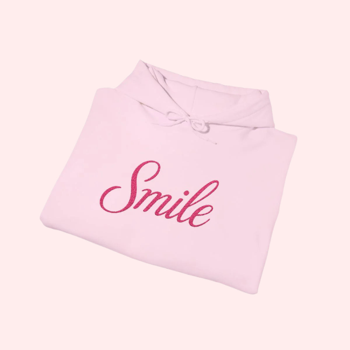 Smile Signature Embroidered Hoodie Light Pink - Smile Clothing