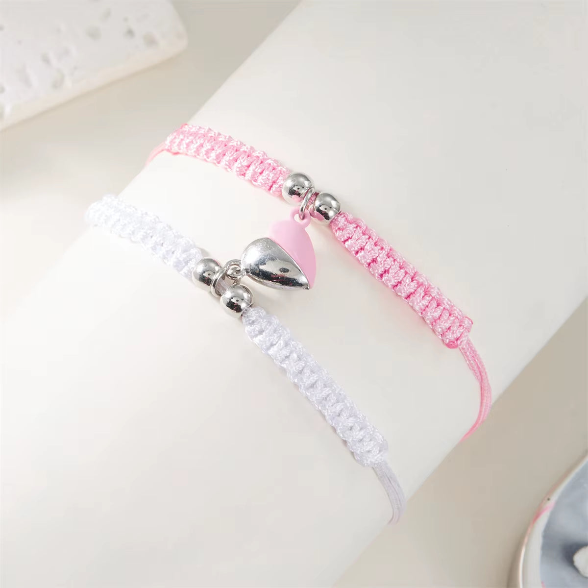 2Pcs/Set Romantic Heart Magnetic Attract Couple Bracelet for Women Men Fashion Braided Rope Matching Bracelet Friendship Jewelry