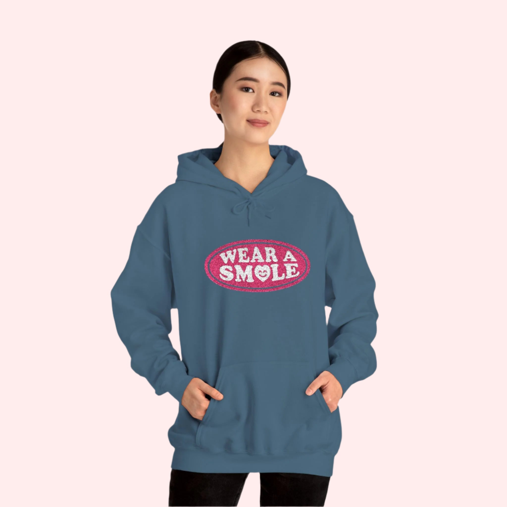Wear a Smile Indigo Embroidered Hoodie