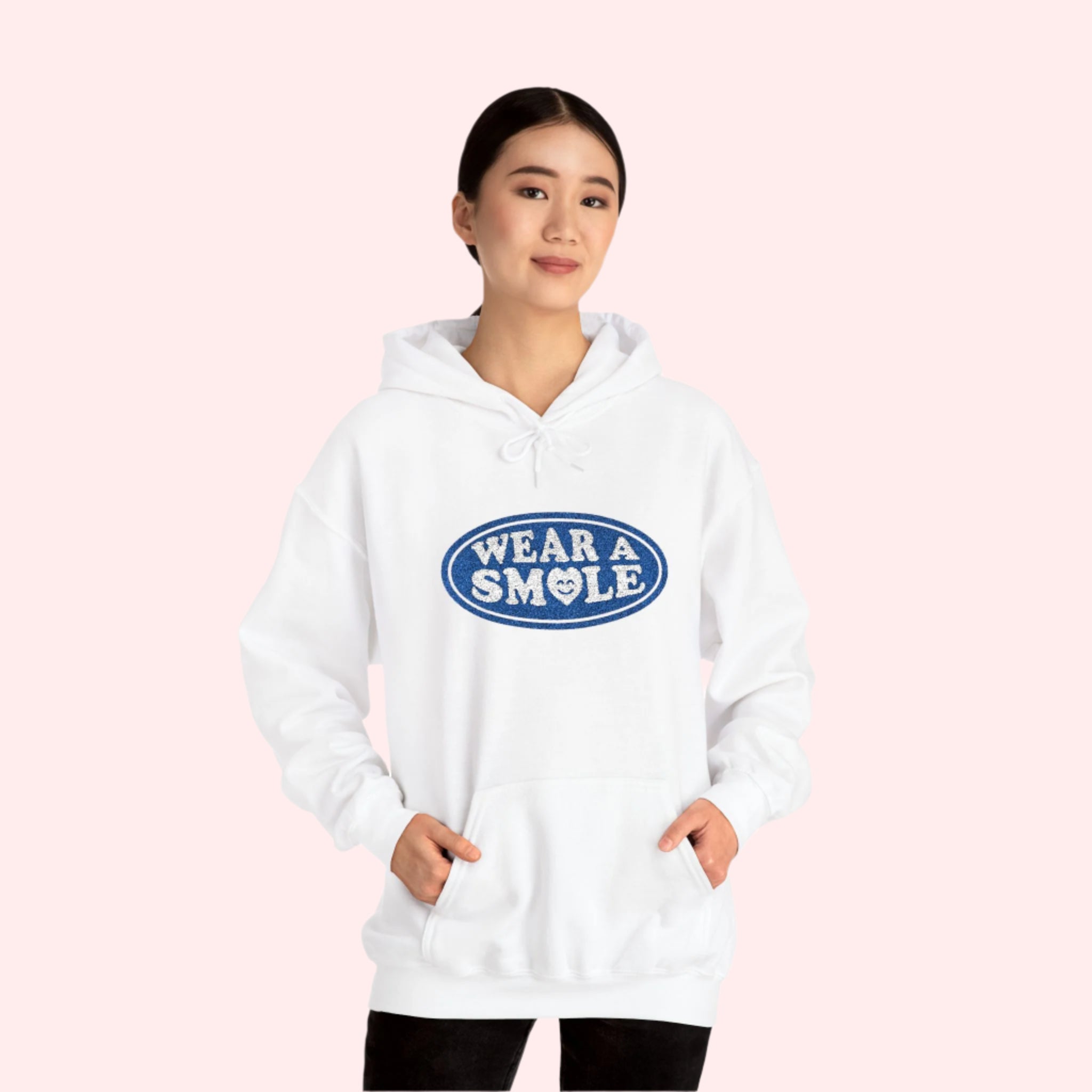 Wear a Smile White Embroidered Hoodie
