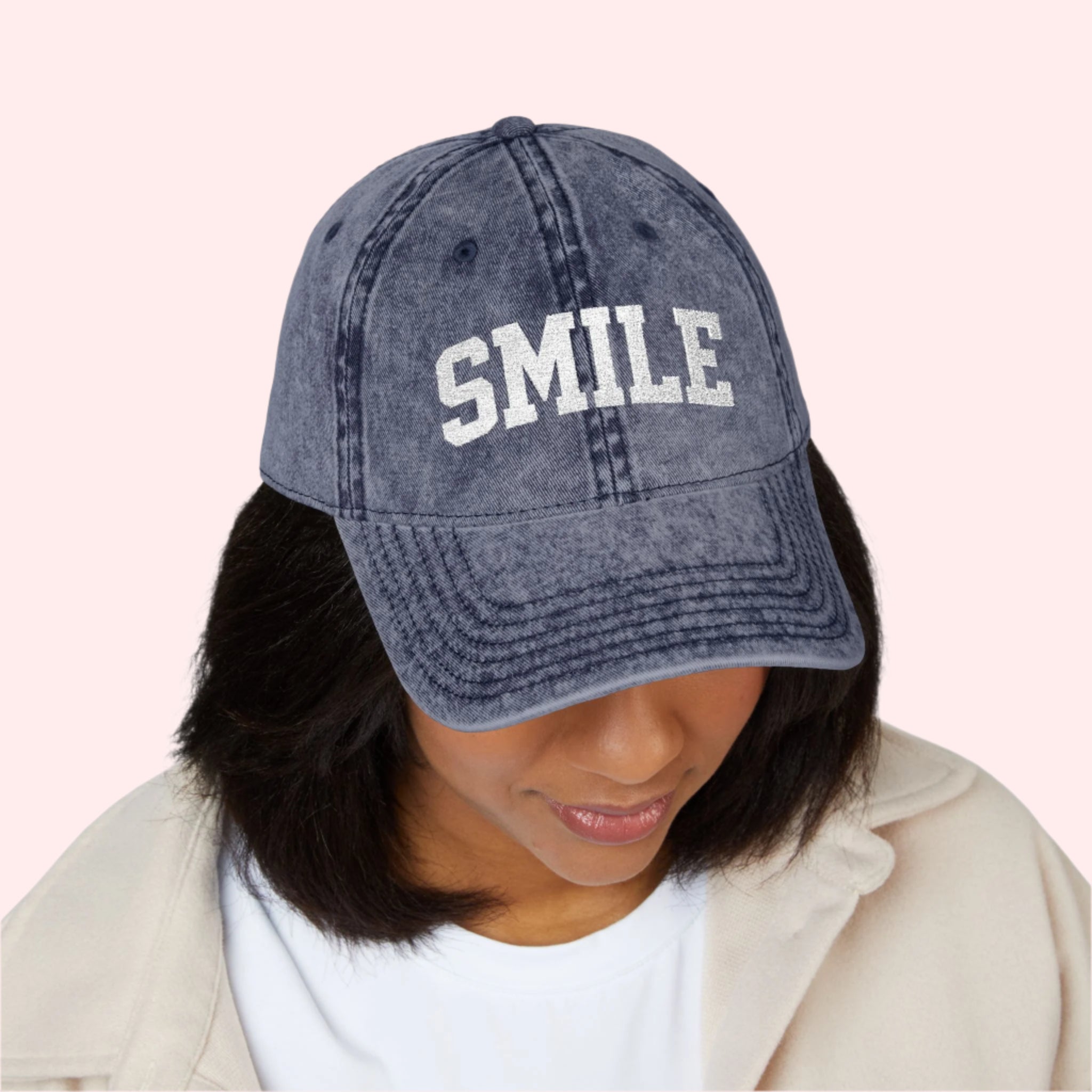 Vintage Navy Blue Smile Hat - Smile Clothing