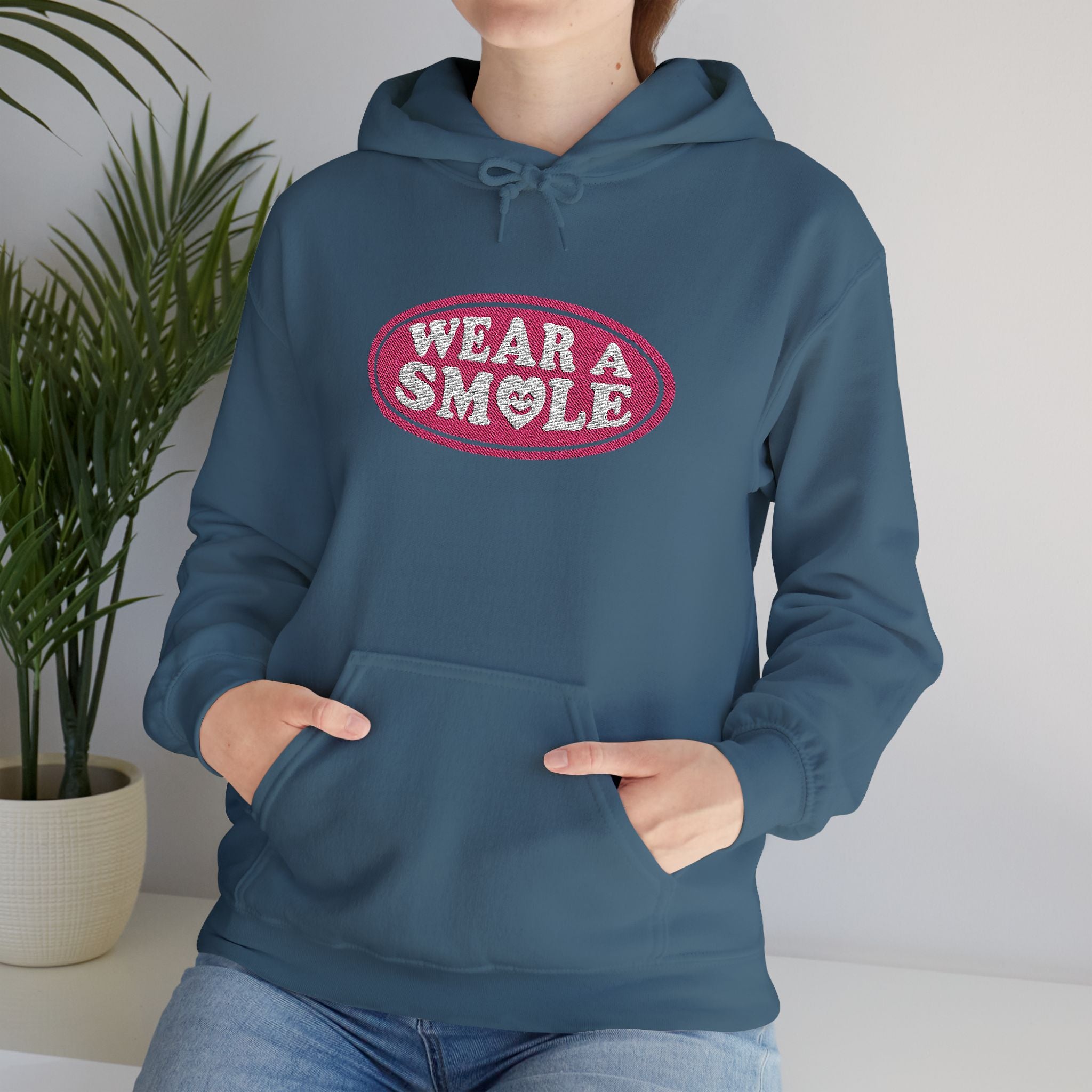 Wear a Smile Indigo Embroidered Hoodie