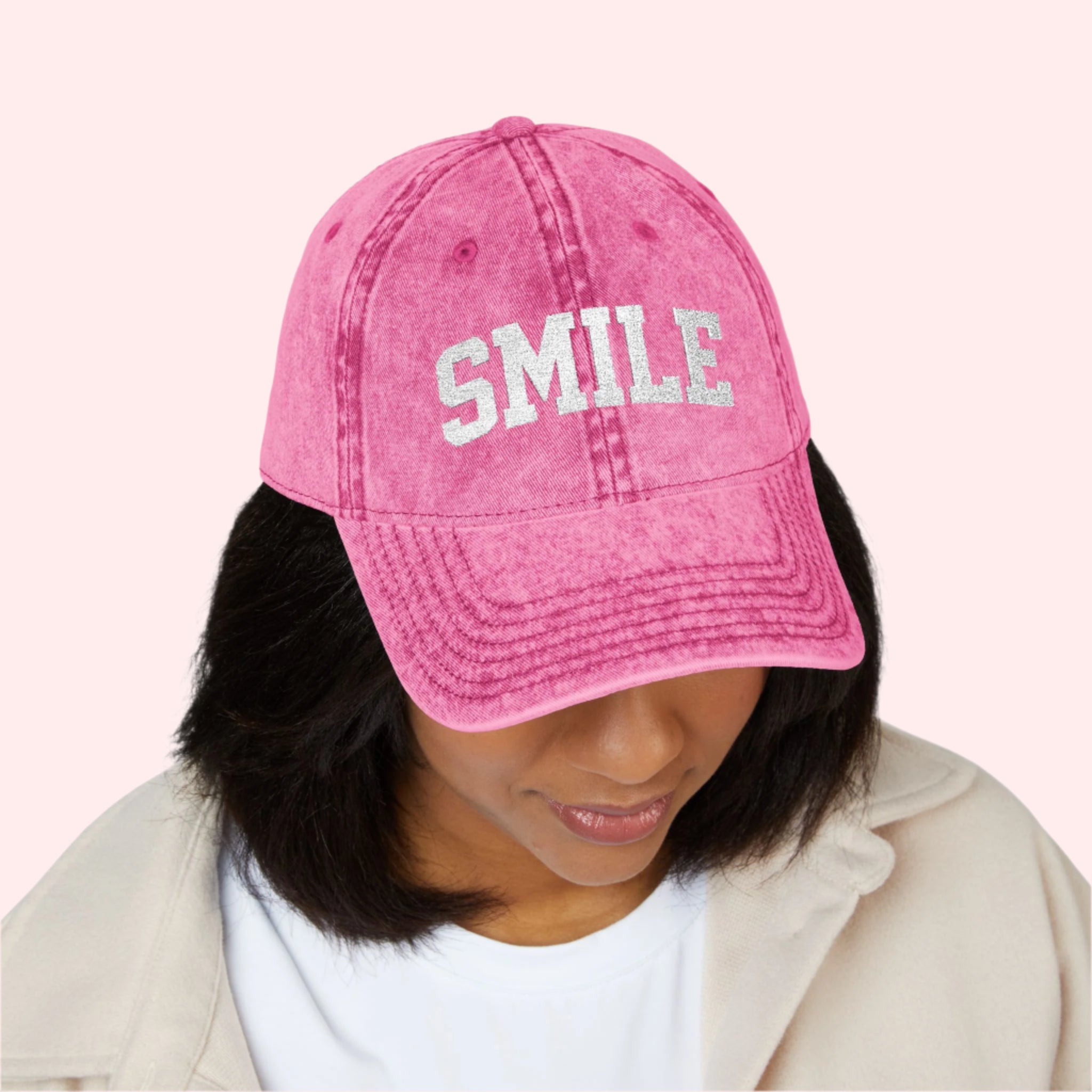 Vintage Pink Smile Hat - Smile Clothing