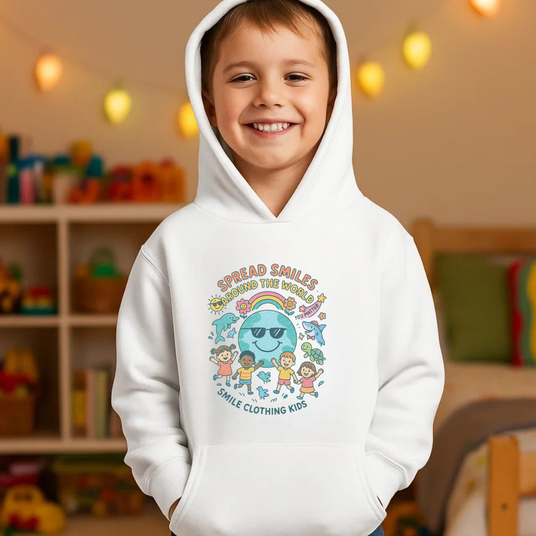 Smile “Spread Smiles Across the World” Kids Hoodie