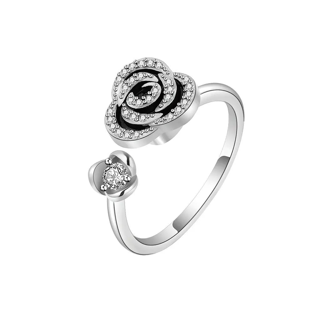 Fidget Spinner Ring Anxiety for Women Multiple Crystal Flower Eye Butterfly Animal Ring Rotate anti Stress Wedding Jewerly
