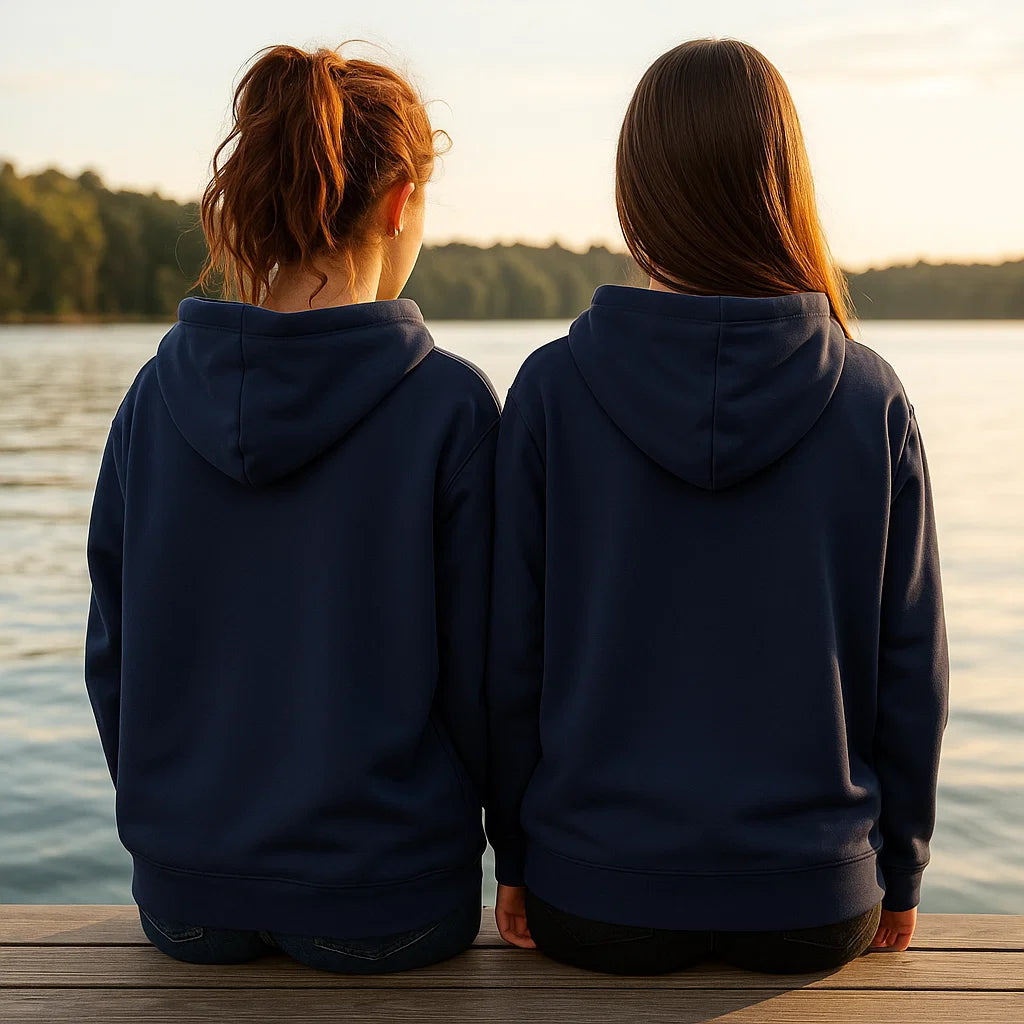 Smile Signature Embroidered Hoodie Navy