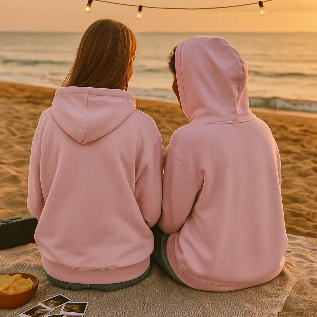 Smile Signature Embroidered Hoodie Light Pink