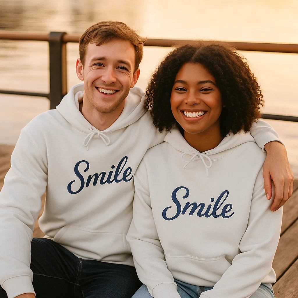 Smile Signature Embroidered Hoodie White