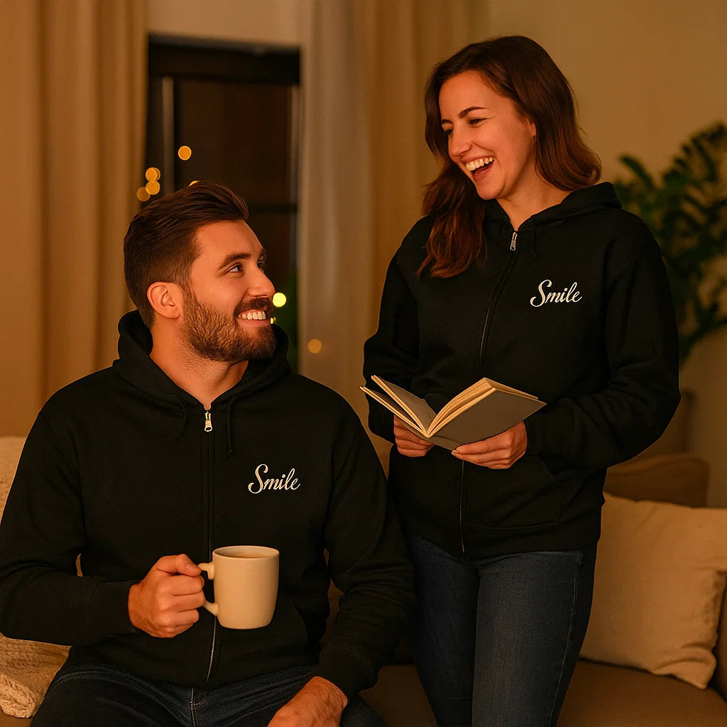 Smile Signature Full Zip Black Hoodie
