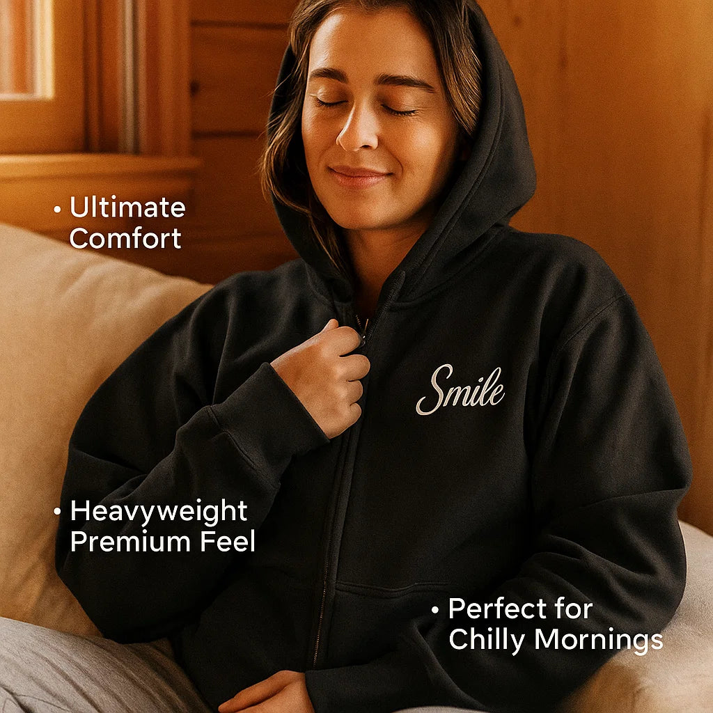 Smile Signature Full Zip Black Hoodie
