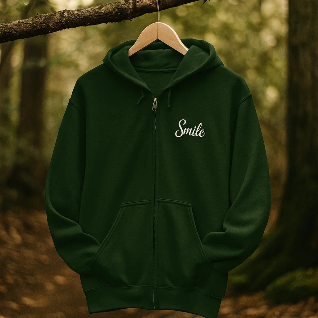 Smile Signature Full Zip Forest Green Hoodie