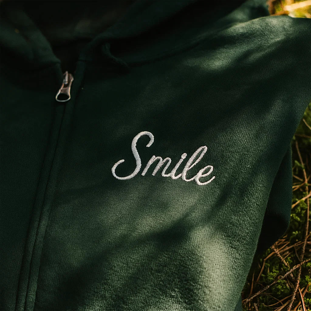 Smile Signature Full Zip Forest Green Hoodie