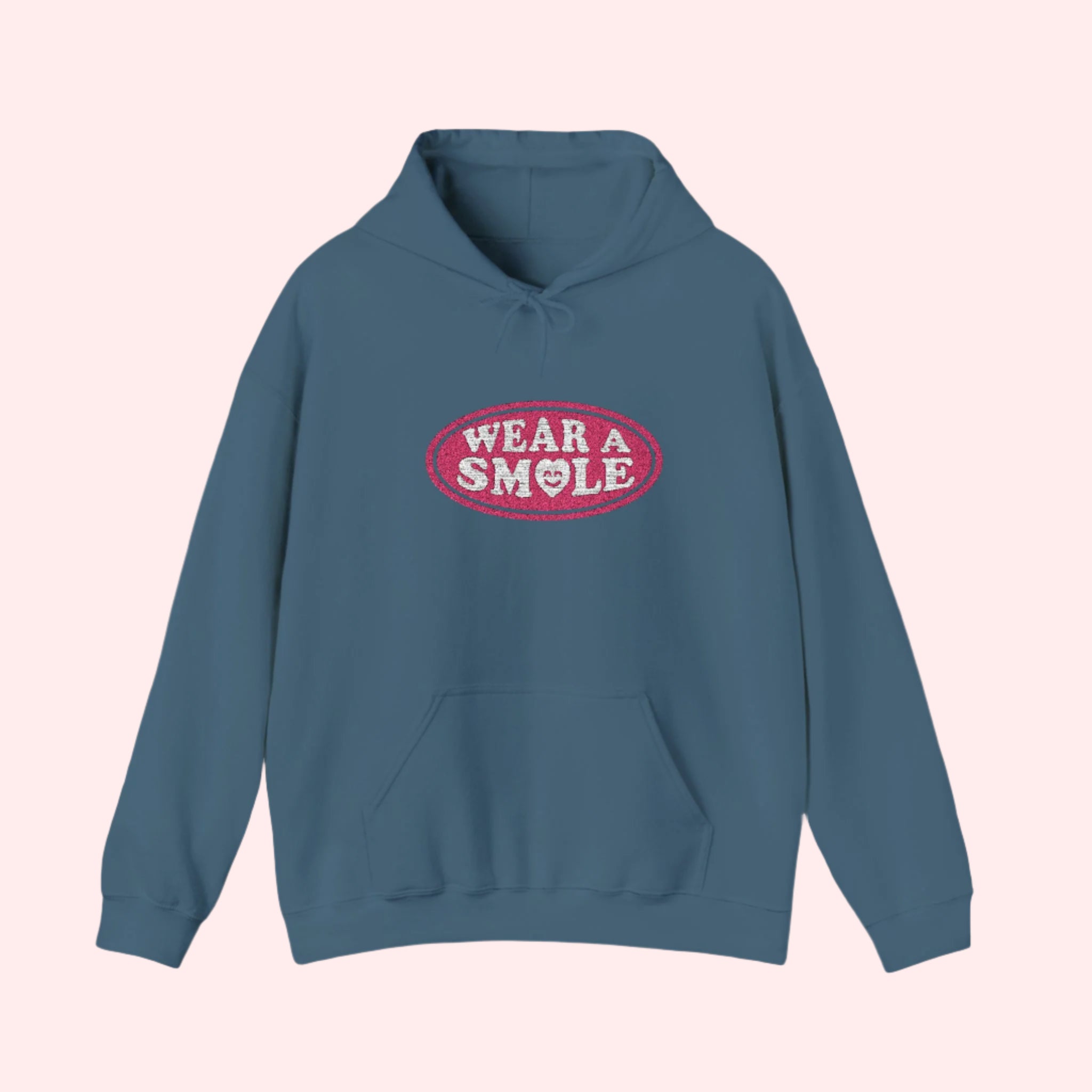 Wear a Smile Indigo Embroidered Hoodie - Smile Clothing