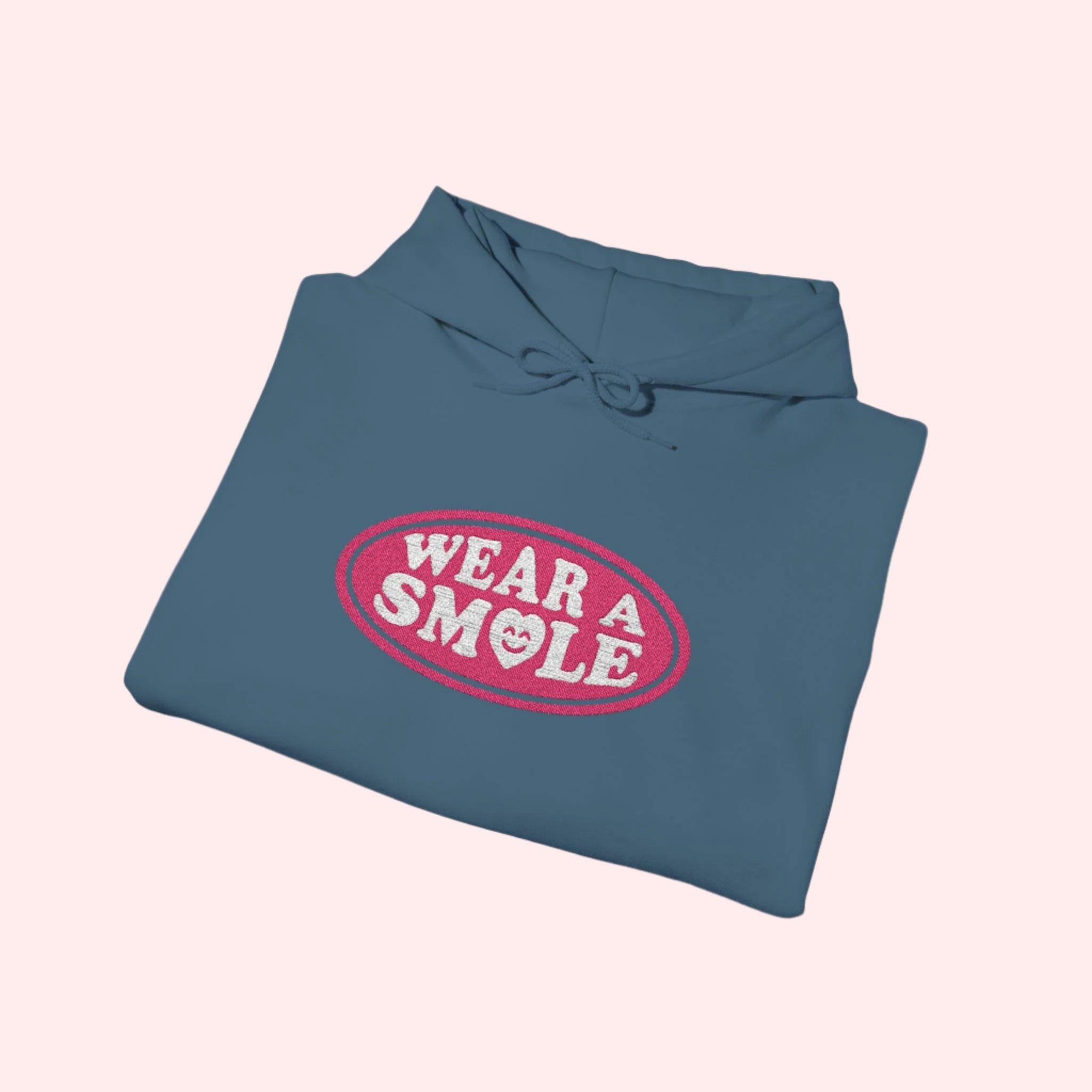 Wear a Smile Indigo Embroidered Hoodie - Smile Clothing