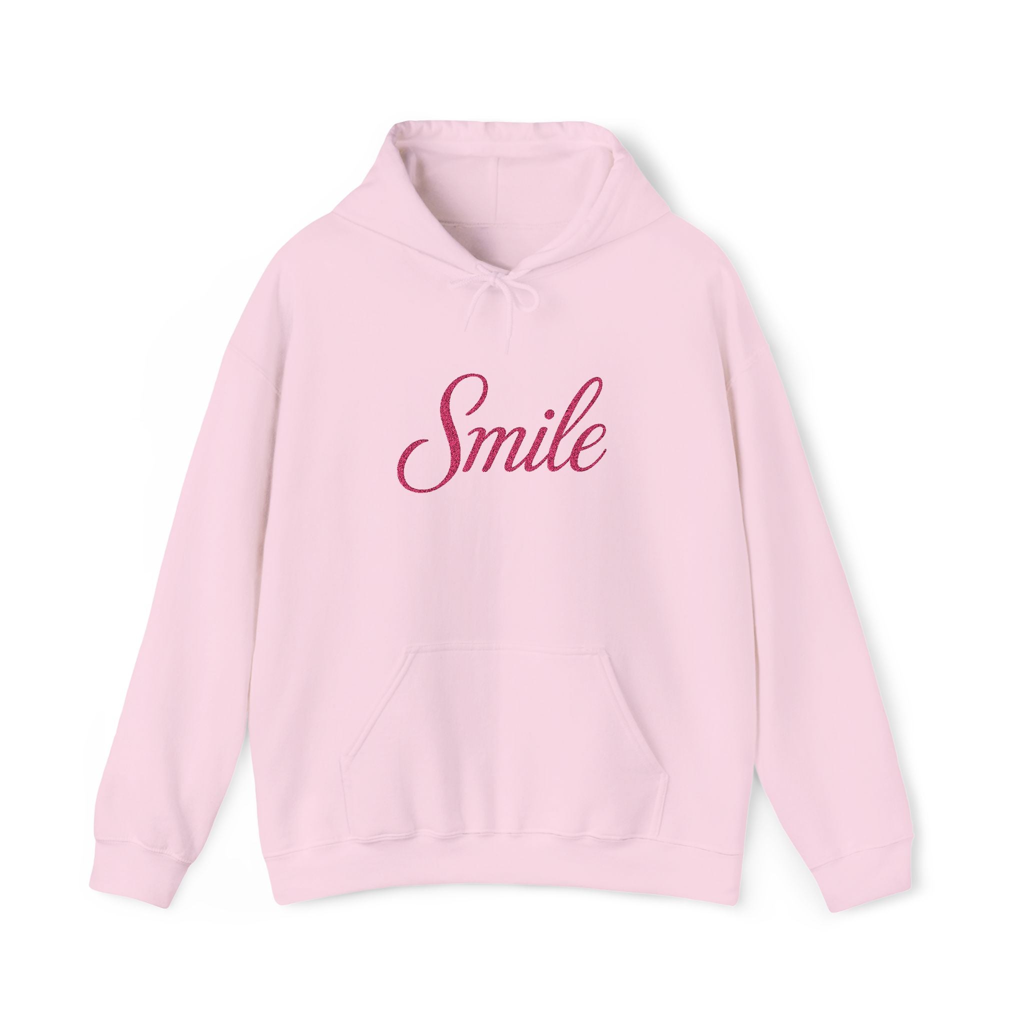 Smile Signature Embroidered Hoodie Light Pink
