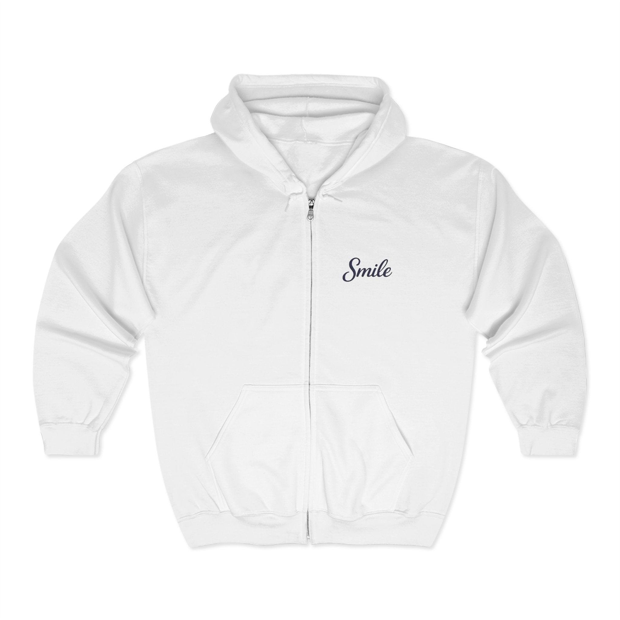 Smile Signature Full Zip White Hoodie