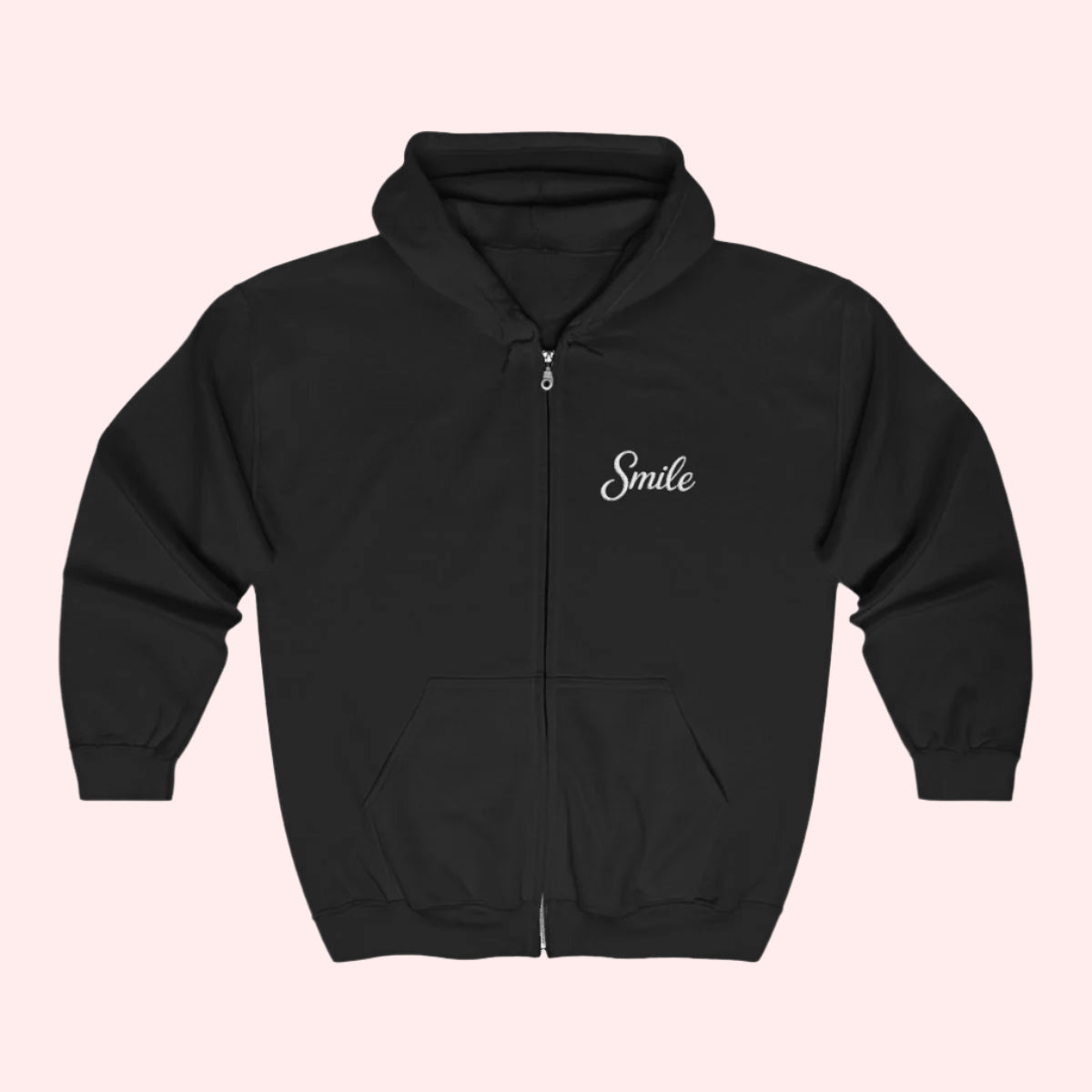 Smile Signature Full Zip Black Hoodie - Smile Clothing