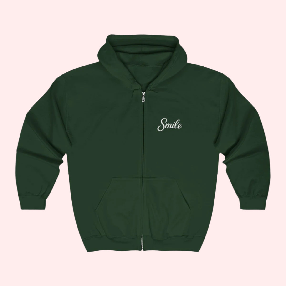 Smile Signature Full Zip Forest Green Hoodie - Smile Clothing