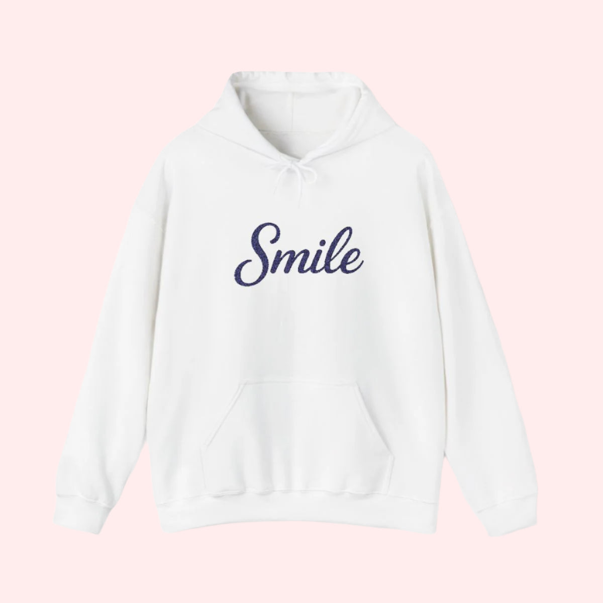 Smile Signature Embroidered Hoodie White - Smile Clothing