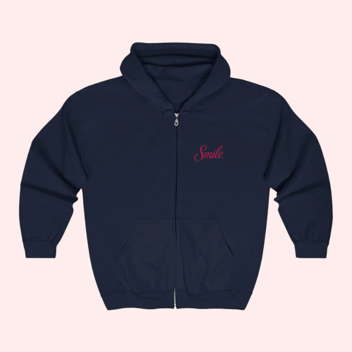 Signature Full Zip Navy Hoodie - Smile Clothing