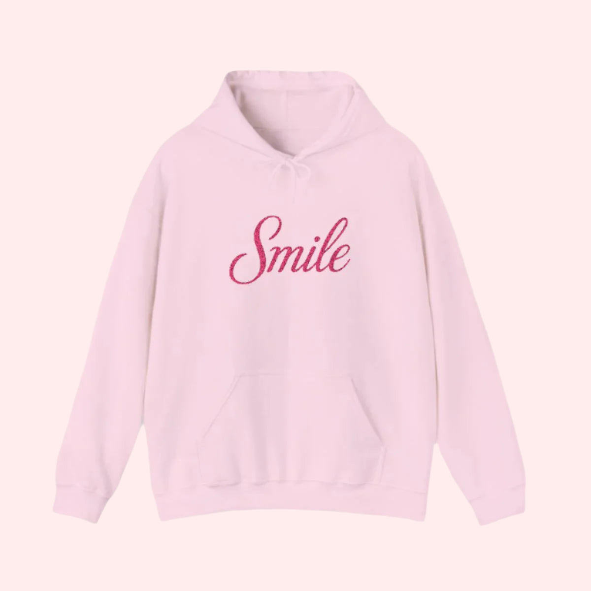 Smile Signature Embroidered Hoodie Light Pink - Smile Clothing