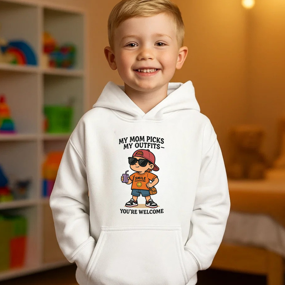 Smile “My Mom Picks My Outfits” Kids Hoodie