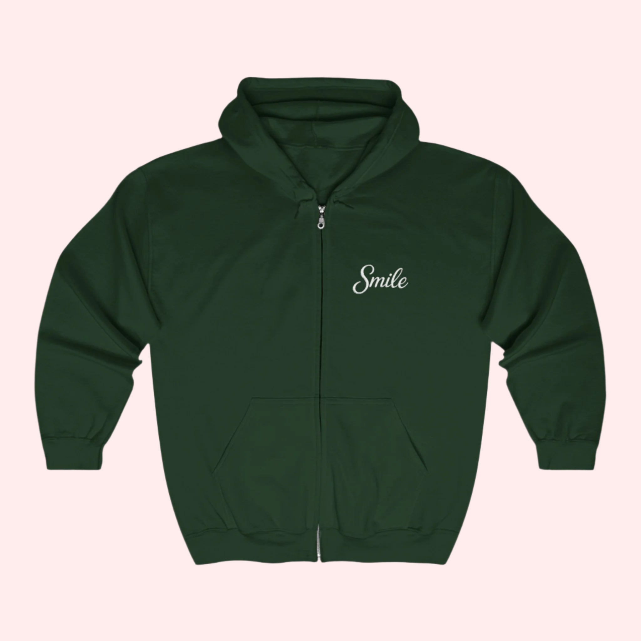 Smile Signature Full Zip Forest Green Hoodie