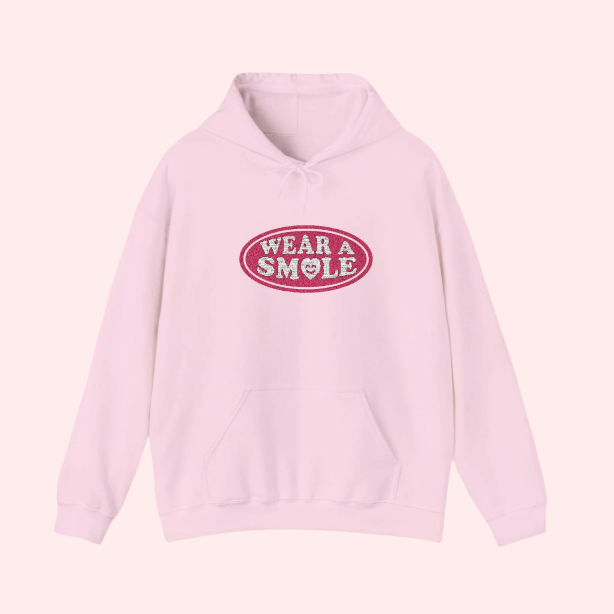 Wear a Smile Light Pink Embroidered Hoodie - Smile Clothing