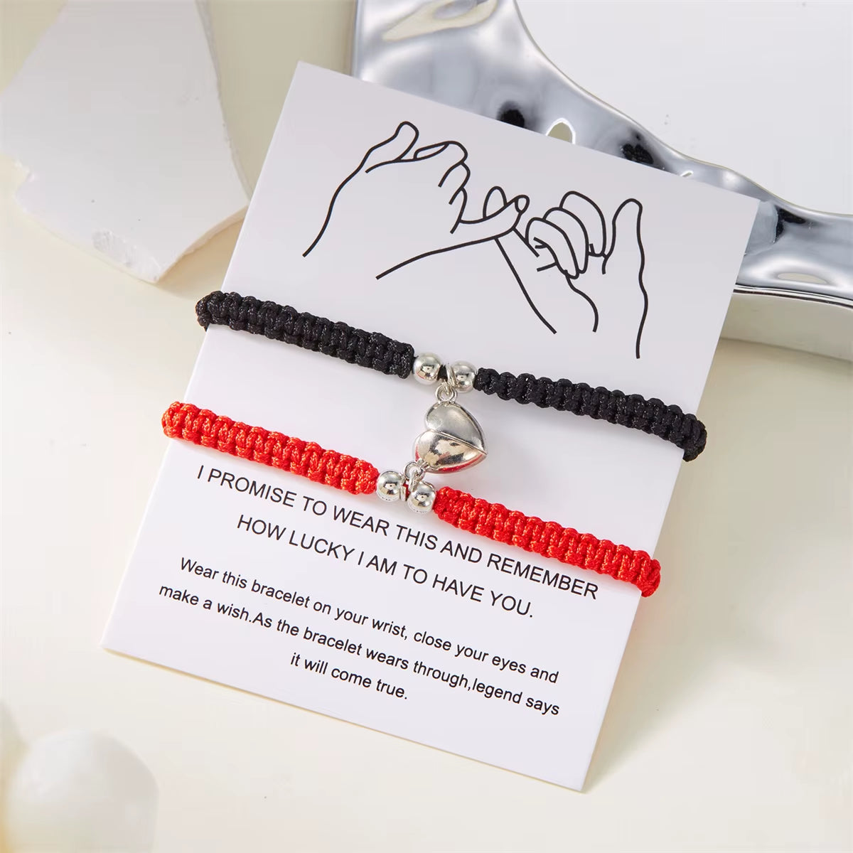2Pcs/Set Romantic Heart Magnetic Attract Couple Bracelet for Women Men Fashion Braided Rope Matching Bracelet Friendship Jewelry