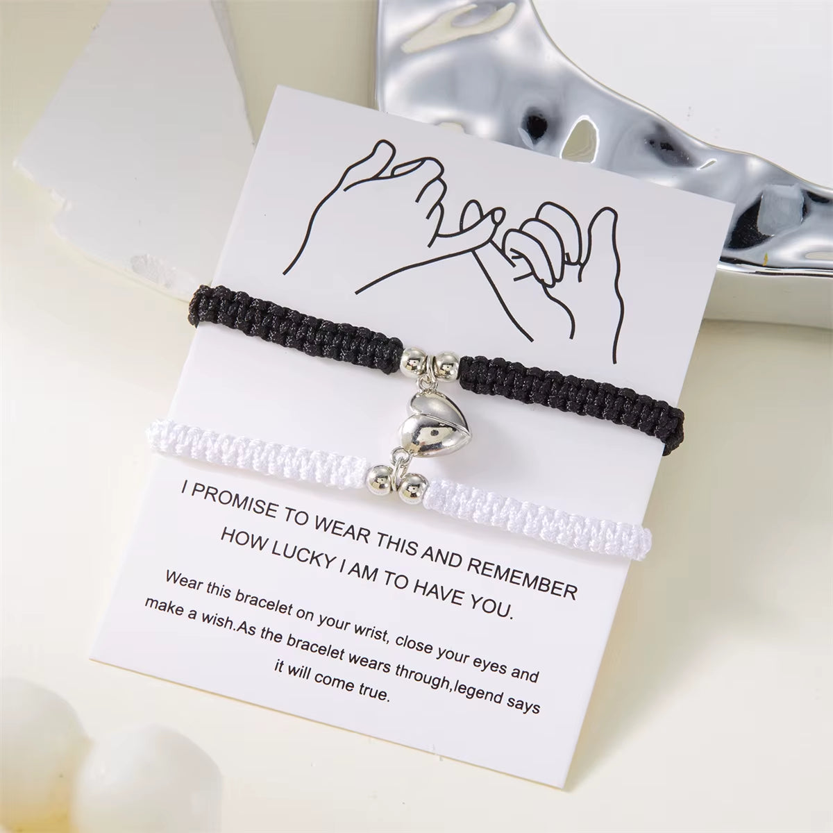 2Pcs/Set Romantic Heart Magnetic Attract Couple Bracelet for Women Men Fashion Braided Rope Matching Bracelet Friendship Jewelry