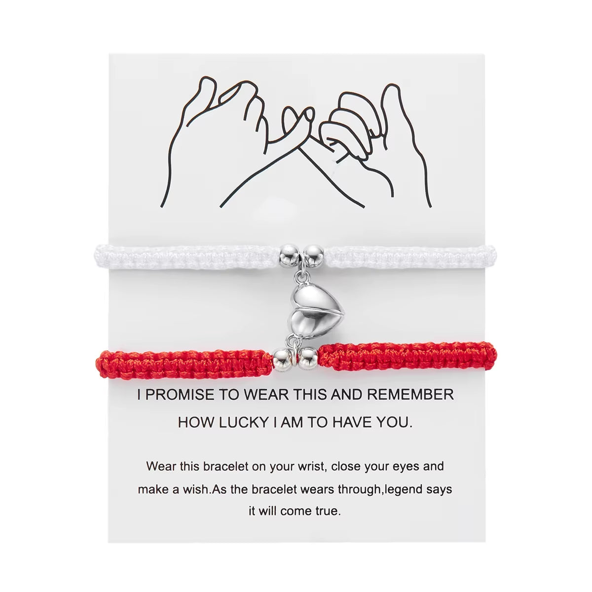 2Pcs/Set Romantic Heart Magnetic Attract Couple Bracelet for Women Men Fashion Braided Rope Matching Bracelet Friendship Jewelry