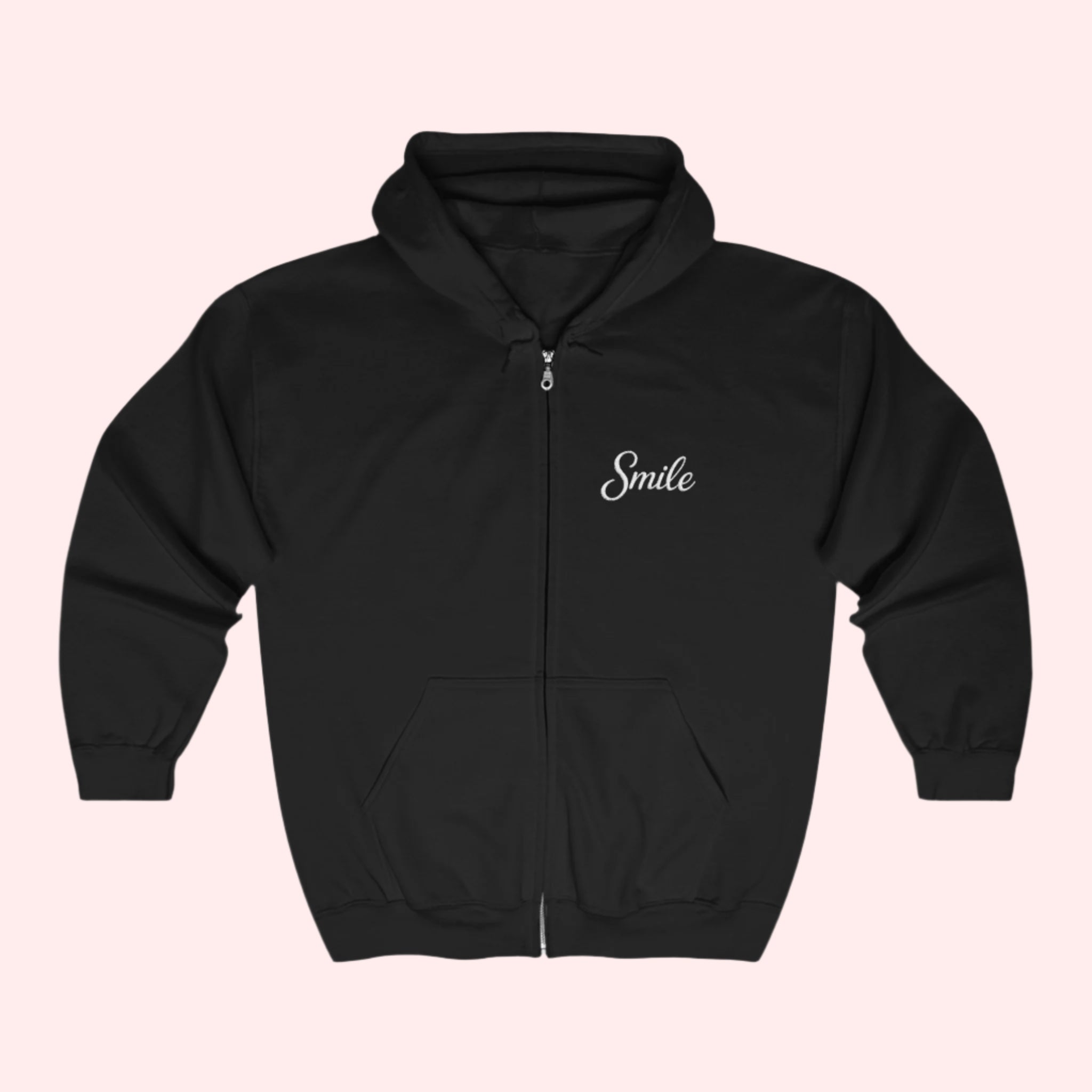 Smile Signature Full Zip Black Hoodie
