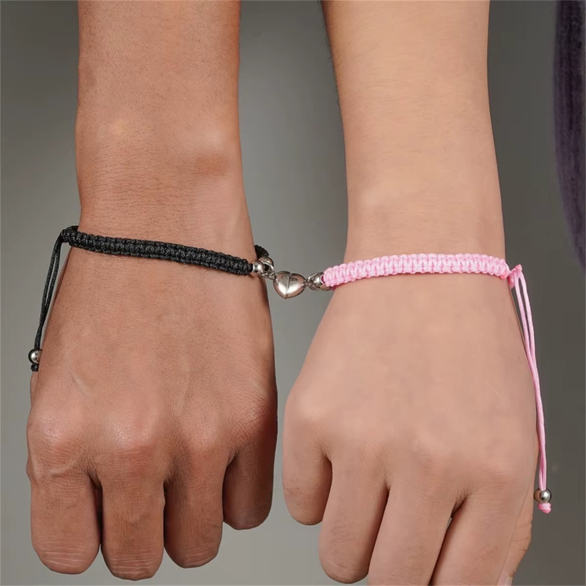 2Pcs/Set Romantic Heart Magnetic Attract Couple Bracelet for Women Men Fashion Braided Rope Matching Bracelet Friendship Jewelry