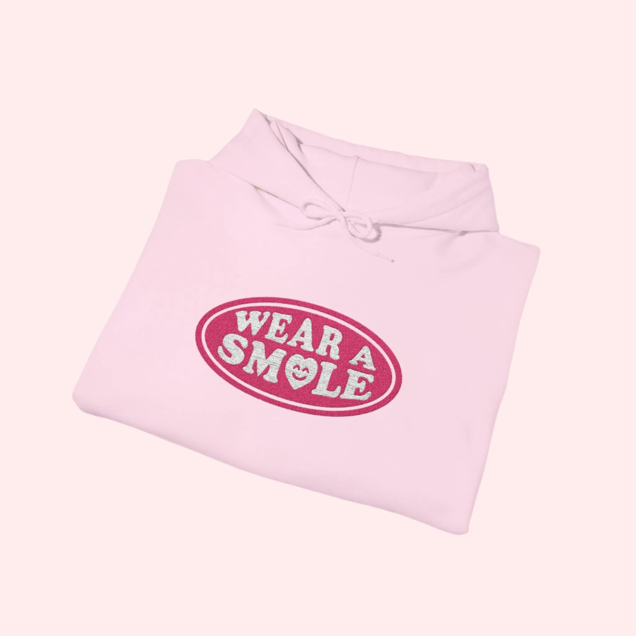 Wear a Smile Light Pink Embroidered Hoodie - Smile Clothing