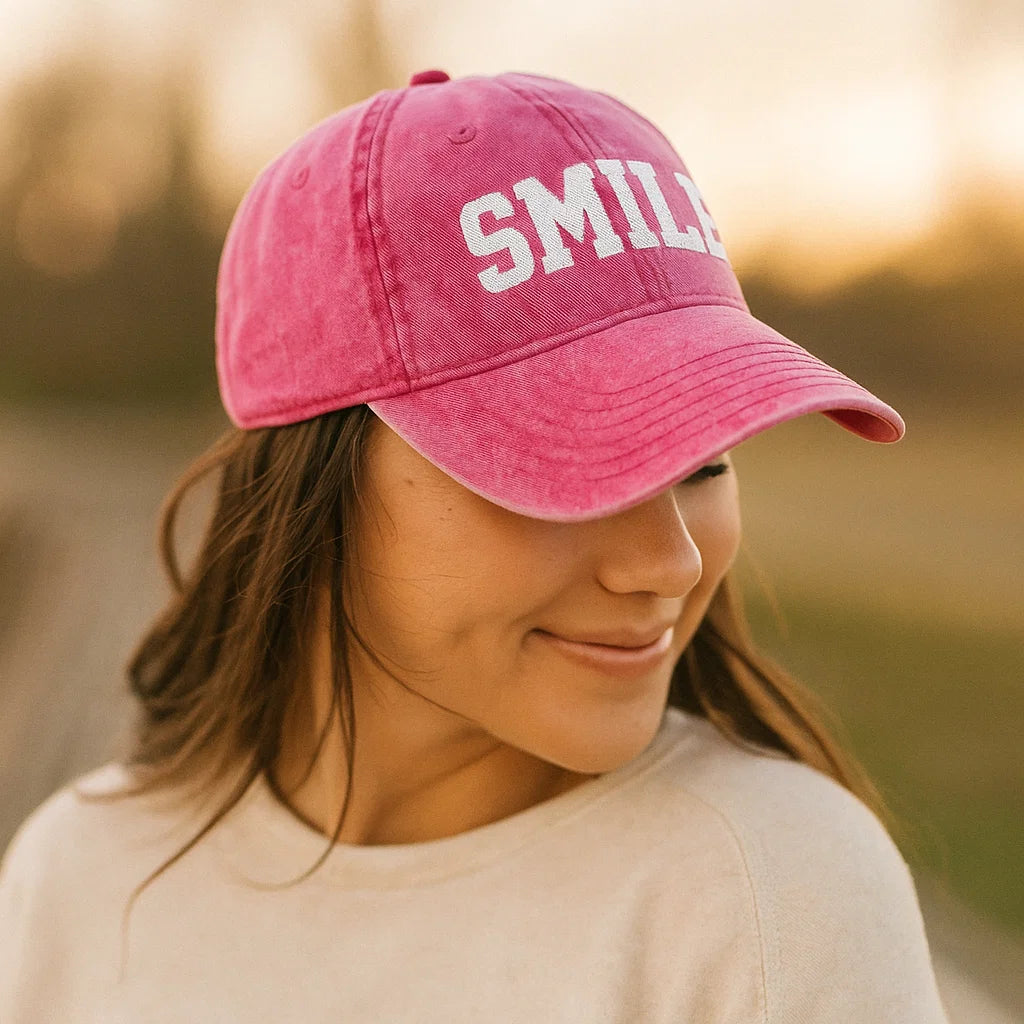 Vintage Pink Smile Hat - Smile Clothing