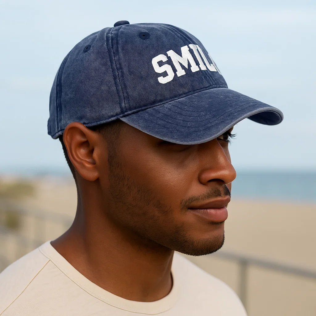 Vintage Navy Blue Smile Hat - Smile Clothing