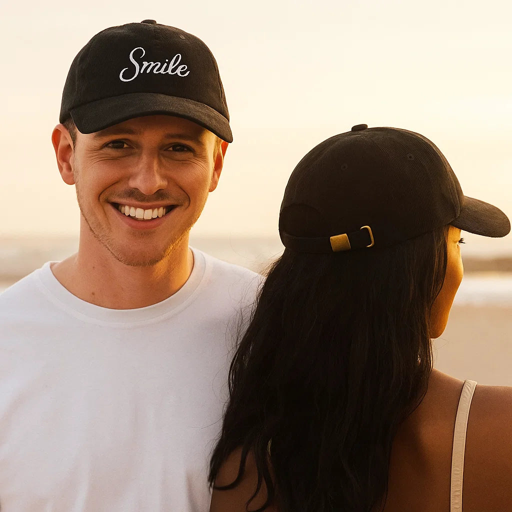 Smile Signature Vintage Corduroy Hat – Black - Smile Clothing