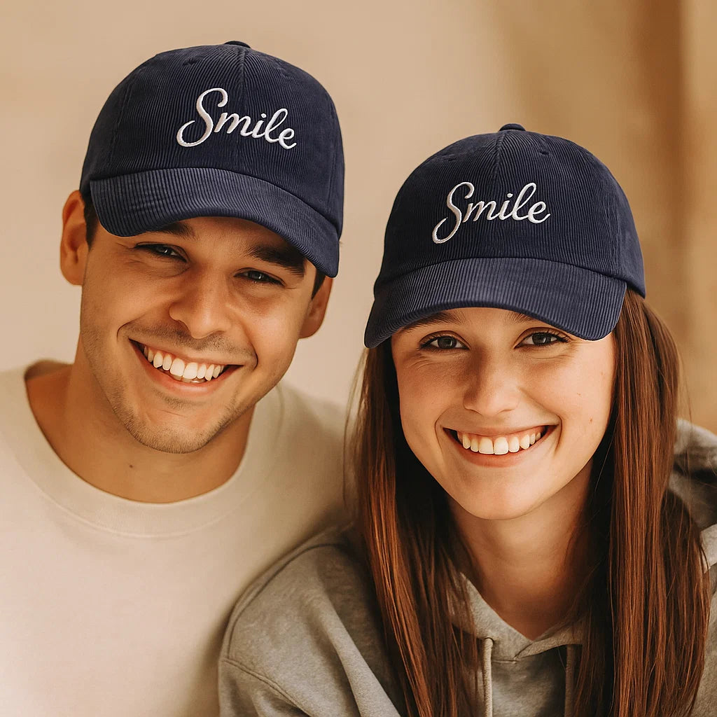 Smile Signature Vintage Corduroy Hat – Navy Blue - Smile Clothing