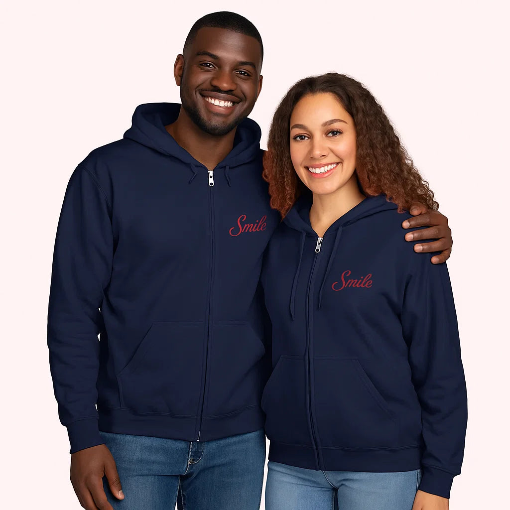 Signature Full Zip Navy Hoodie - Smile Clothing