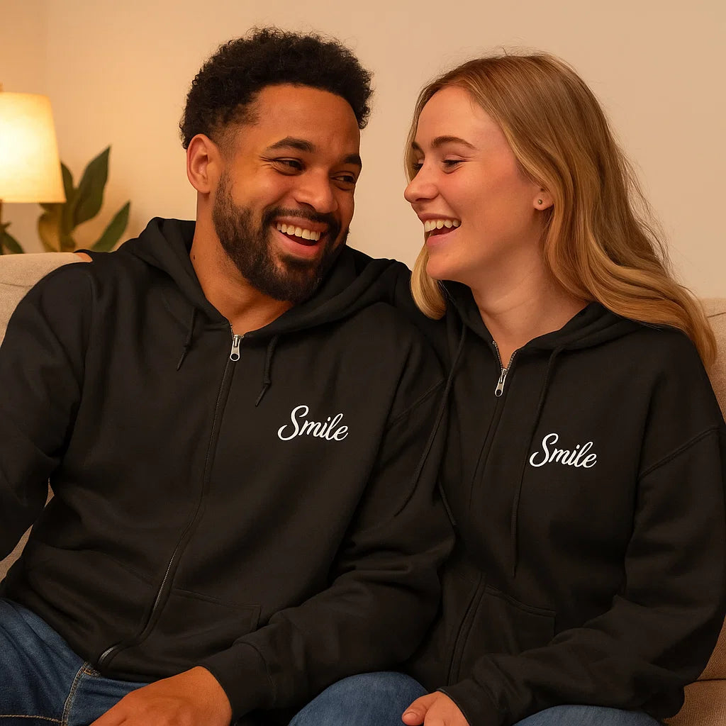 Smile Signature Full Zip Black Hoodie - Smile Clothing