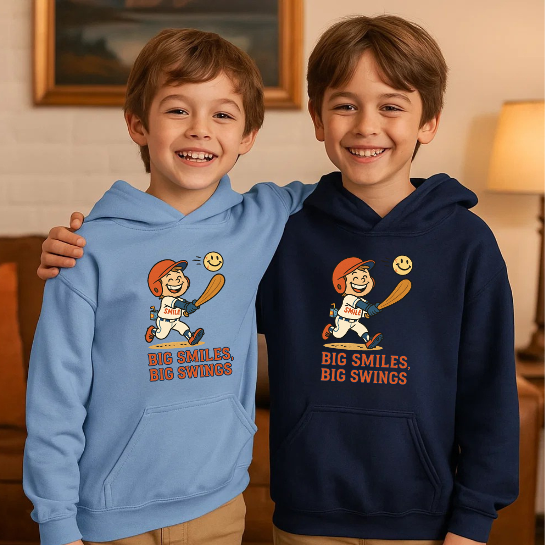 Smile “Big Smiles Big Swings” Kids Hoodie - Smile Clothing