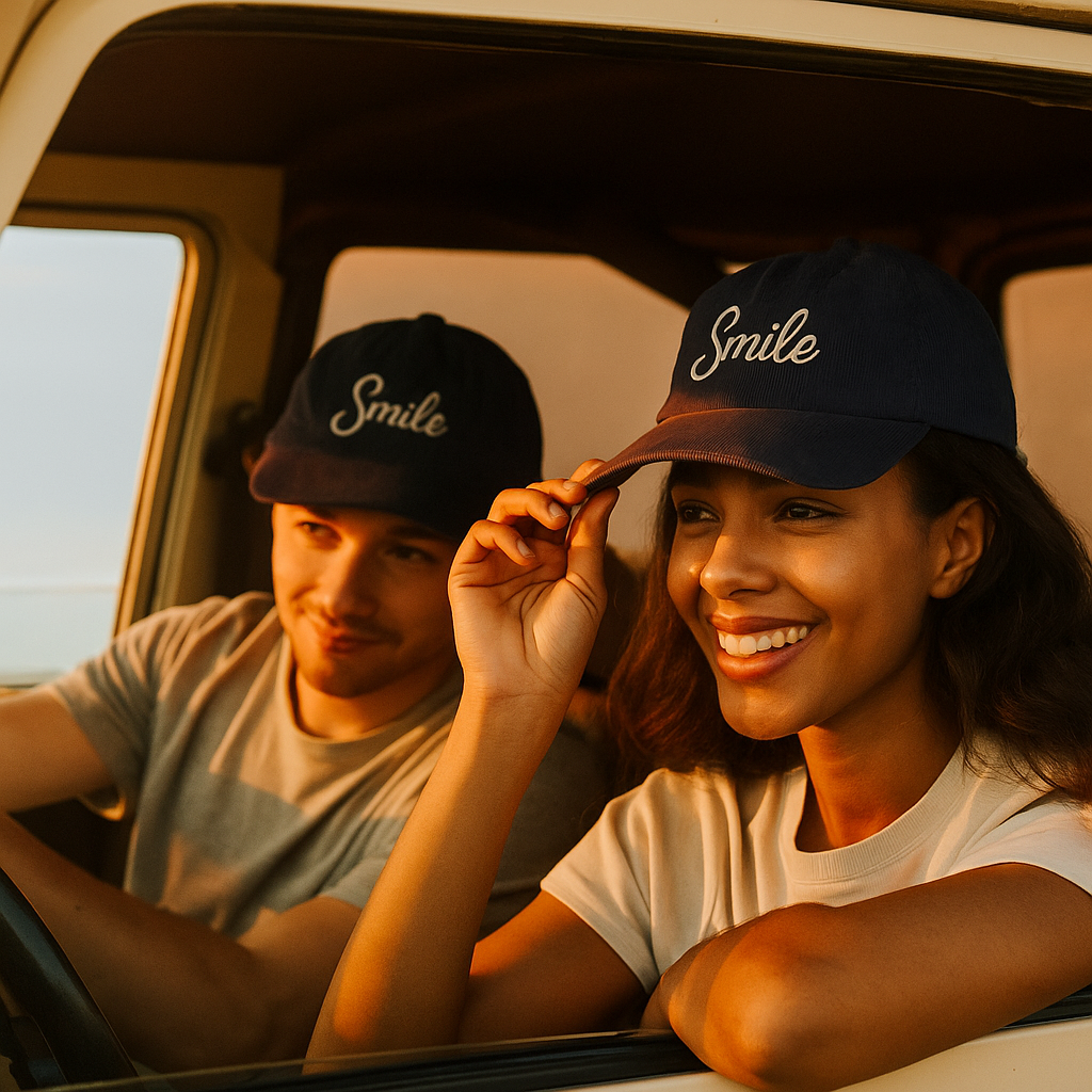 Smile Signature Vintage Corduroy Hat – Black - Smile Clothing